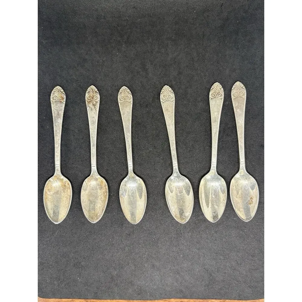 LOT OF 6 c1932 WALDORF ASTORIA HOTEL SILVER PLATED DEMITASSE COFFEE SPOONS